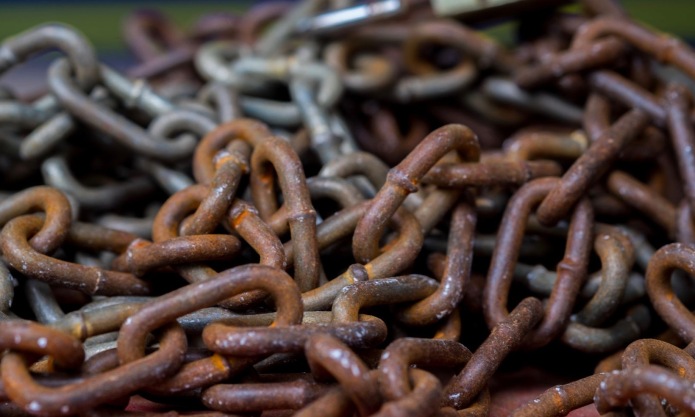 63733210 - old rusted chain .(selective focus)